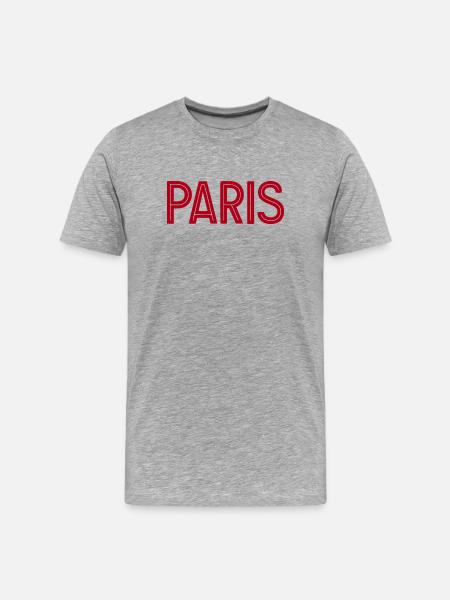 Paris Red Geometric Typography - Men's Premium Organic T-Shirt - heather grey