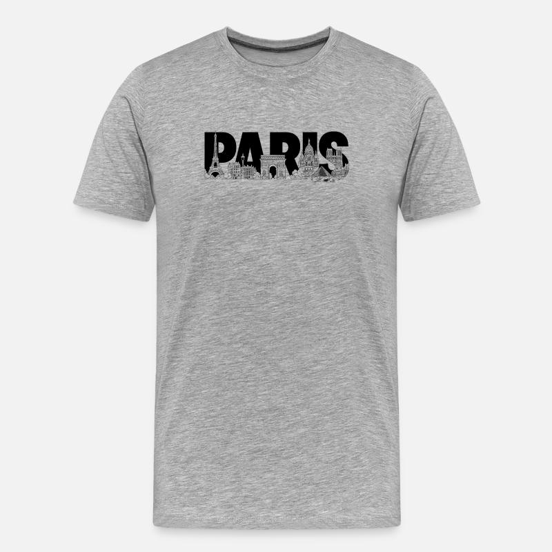 Paris Frankreich Eiffelturm Triumphbogen - Männer Premium Bio T-Shirt - Grau meliert