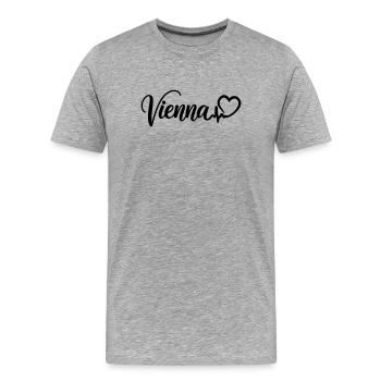 I love Vienna heartbeat Vienna - Men's Premium Organic T-Shirt - heather grey - Front - Damien (186cm)