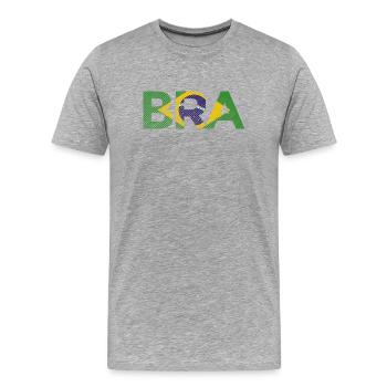 BRA Brazil Flag Stripe Football Shirt - Men's Premium Organic T-Shirt - heather grey - Front - Damien (186cm)