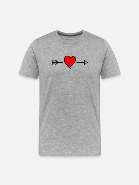 Heart contrast on black - Men's Premium Organic T-Shirt - heather grey