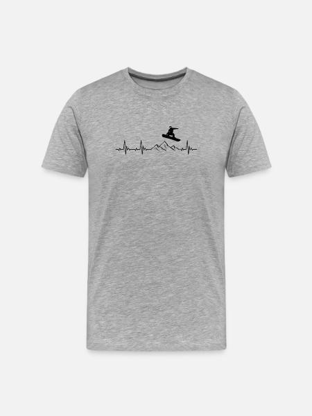 Snowboarding heartbeat snowboarder gift - Men's Premium Organic T-Shirt - heather grey