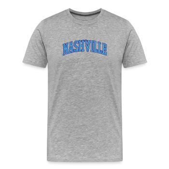 Nashville Varsity Schriftzug - Männer Premium Bio T-Shirt - Grau meliert - Vorne - Damien (186cm)