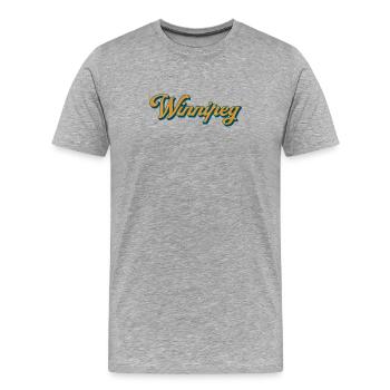 Winnipeg Retro Script - T-shirt bio Premium Homme - gris chiné - Devant - Damien (186cm)