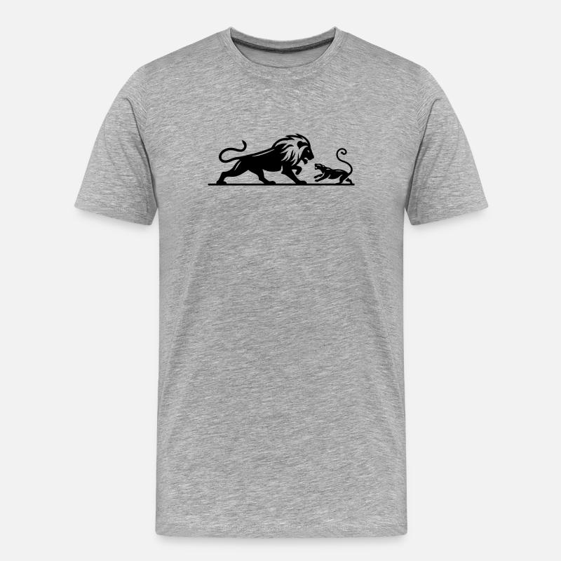 löwe 3 - Männer Premium Bio T-Shirt - Grau meliert