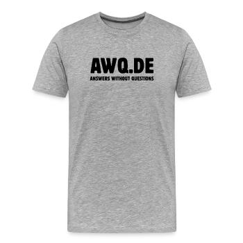 AWQ - Answers without questions - Männer Premium Bio T-Shirt - Grau meliert - Vorne - Damien (186cm)