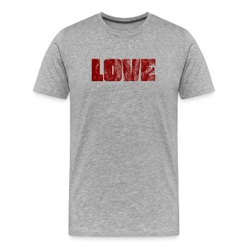 Conception typographique de l’amour en détresse - T-shirt bio Premium Homme - gris chiné - Devant - Damien (186cm)