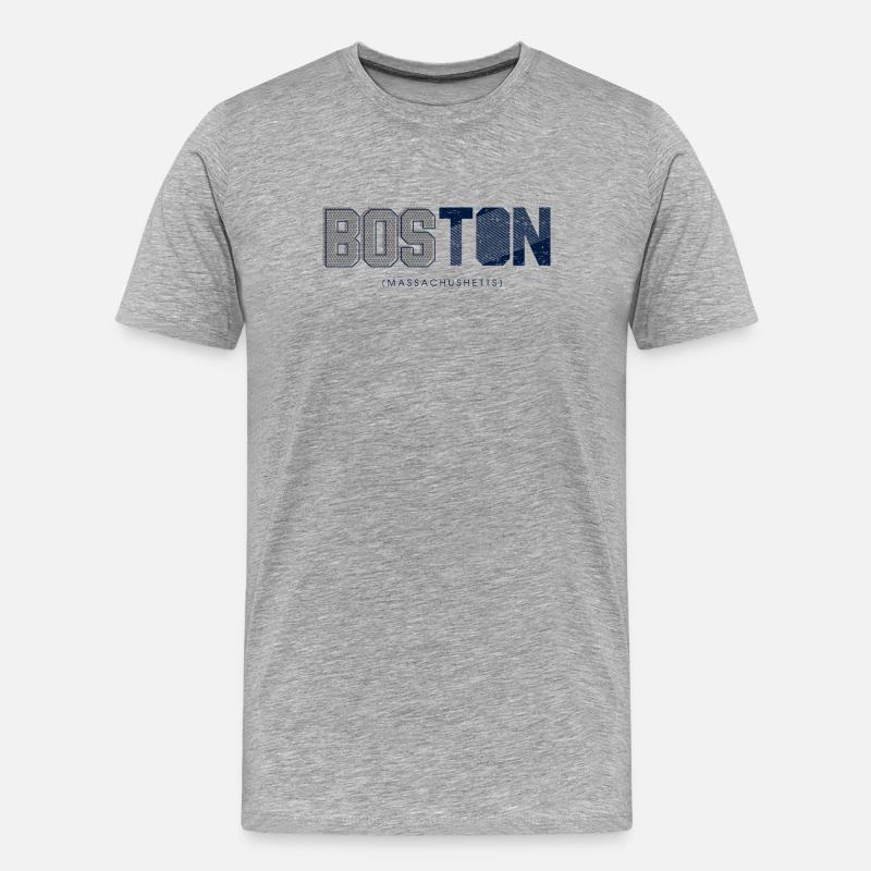Boston Skyline Silhouette Design - Männer Premium Bio T-Shirt - Grau meliert