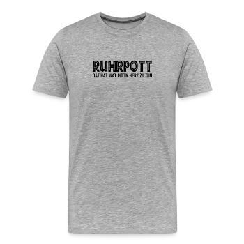 Ruhrpott - Dat hat wat mittn Herz zu tun - Männer Premium Bio T-Shirt - Grau meliert - Vorne - Damien (186cm)