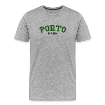 Porto Fondé en 2006 - T-shirt bio Premium Homme - gris chiné - Devant - Damien (186cm)