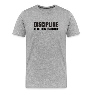 Disciplines is the New standard - Men's Premium Organic T-Shirt - heather grey - Front - Damien (186cm)