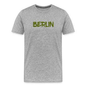 Berlin - Deutschland - Hauptstadt - Berliner Bär - Männer Premium Bio T-Shirt - Grau meliert - Vorne - Damien (186cm)