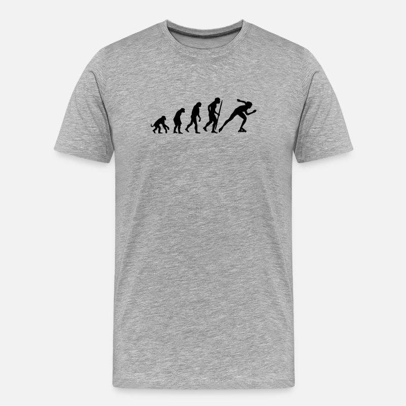 Evolution of inline speed skating - Männer Premium Bio T-Shirt - Grau meliert