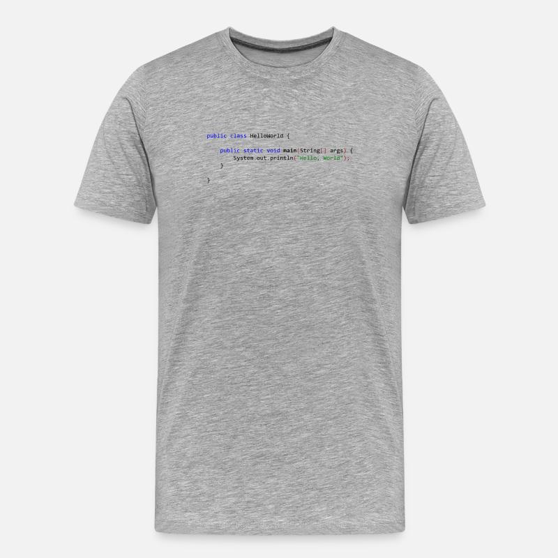 Bonjour tout le monde en Java - T-shirt bio Premium Homme - gris chiné