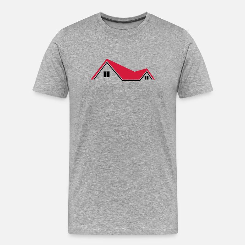 Haus - Männer Premium Bio T-Shirt - Grau meliert
