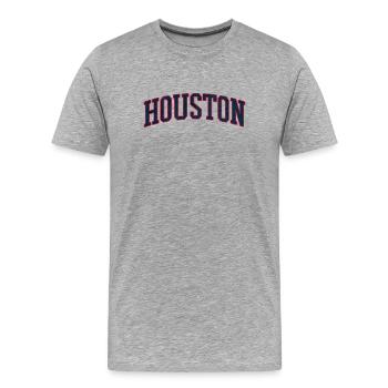 Houston Varsity Bow Lettering - Men's Premium Organic T-Shirt - heather grey - Front - Damien (186cm)