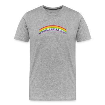 L’amour peut construire un pont | Arc-en-ciel - T-shirt bio Premium Homme - gris chiné - Devant - Damien (186cm)