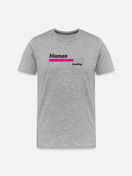 Mom loading... Please Wait - Mother-to-be - Men's Premium Organic T-Shirt - heather grey