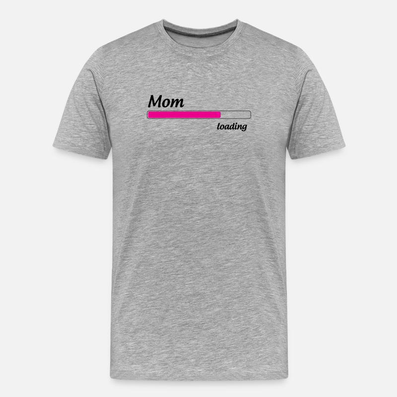 Mama lädt... Bitte warten - Werdende Mutter - Männer Premium Bio T-Shirt - Grau meliert
