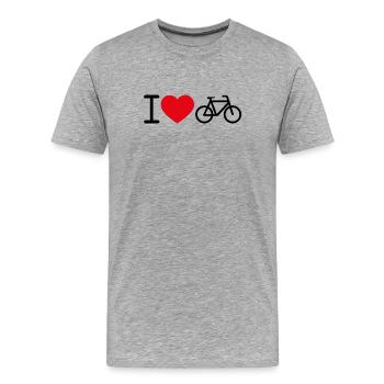I Love Bicycle / Ich liebe Fahrräder - Männer Premium Bio T-Shirt - Grau meliert - Vorne - Damien (186cm)