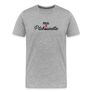 Ma Pitchounette Cœur Doux Script - Männer Premium Bio T-Shirt - Grau meliert - Vorne - Damien (186cm)