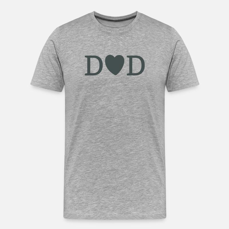 DAD Herz D Monogramm - Männer Premium Bio T-Shirt - Grau meliert