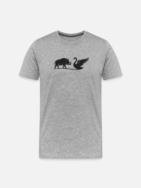 Wildschwein- und Schwanenschwarze Silhouetten - Männer Premium Bio T-Shirt - Grau meliert