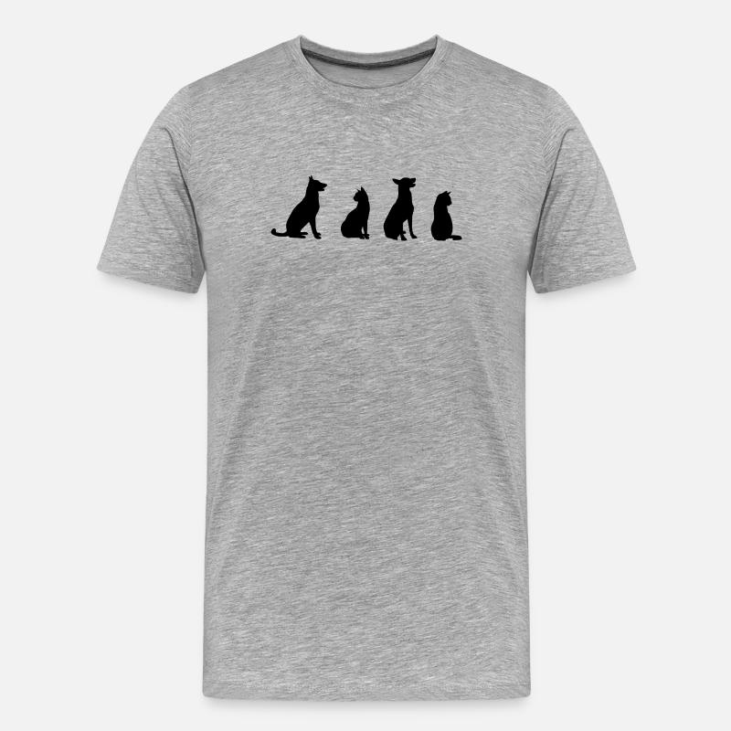 Katzen und Hunde - Männer Premium Bio T-Shirt - Grau meliert