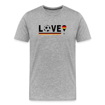 Fußball Deutschlandflagge WM LOVE  - Männer Premium Bio T-Shirt - Grau meliert - Vorne - Damien (186cm)