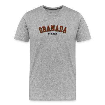 Fondée à Grenade en 1976 - T-shirt bio Premium Homme - gris chiné - Devant - Damien (186cm)