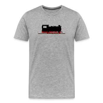 Dampflok Eisenbahn Schmalspurbahn Nostalgie - Männer Premium Bio T-Shirt - Grau meliert - Vorne - Damien (186cm)