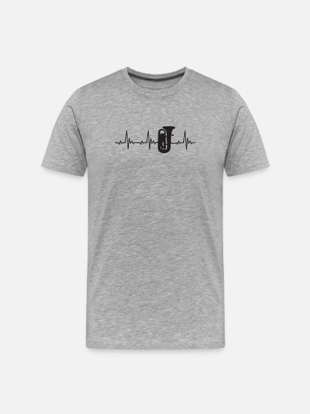 Tuba heartbeat frequency pulse ECG - Men's Premium Organic T-Shirt - heather grey