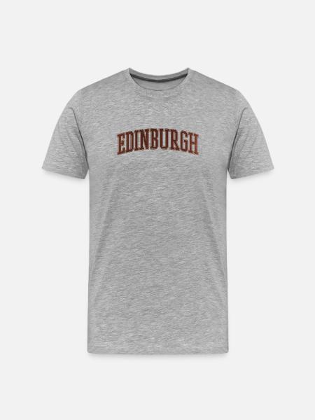 Edinburgh Bogen-Stil Varsity Schriftzug - Männer Premium Bio T-Shirt - Grau meliert