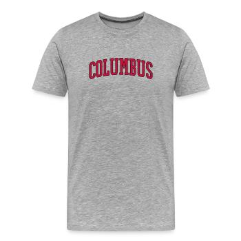 Columbus Arch Vintage Logo - Männer Premium Bio T-Shirt - Grau meliert - Vorne - Damien (186cm)