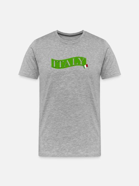 ITALIE vert avec drapeau - T-shirt bio Premium Homme - gris chiné