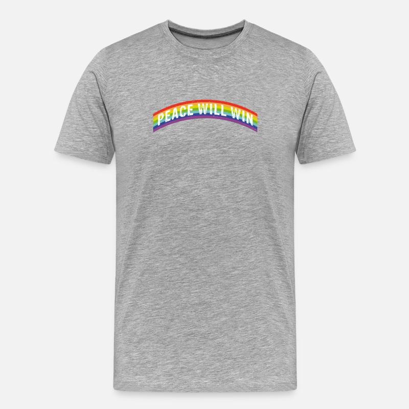 Rainbow Regenbogen Peace will win - Männer Premium Bio T-Shirt - Grau meliert