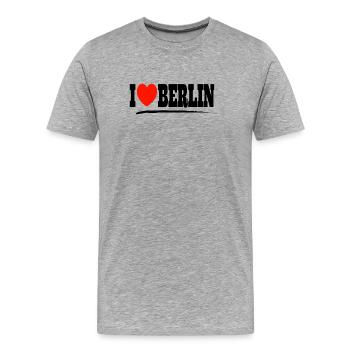 I Love Berlin lettering with red heart - Men's Premium Organic T-Shirt - heather grey - Front - Damien (186cm)