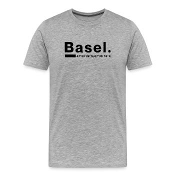 Coordonnées Bâle - T-shirt bio Premium Homme - gris chiné - Devant - Damien (186cm)
