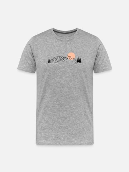 Sunset Ride Line Art on Black - Men's Premium Organic T-Shirt - heather grey
