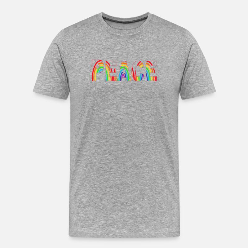 Peace bunt Regenbogen - Männer Premium Bio T-Shirt - Grau meliert