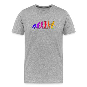 Klemmbaustein Evolution Menschheit Noppenbaustein - Männer Premium Bio T-Shirt - Grau meliert - Vorne - Damien (186cm)