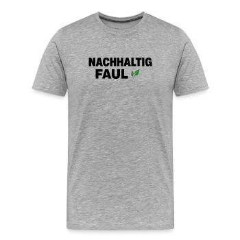Sustainably lazy – funny saying design - Men's Premium Organic T-Shirt - heather grey - Front - Damien (186cm)