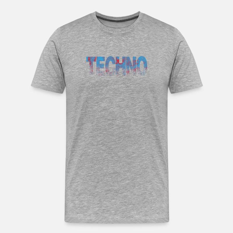 Techno Distressed Text Art - Männer Premium Bio T-Shirt - Grau meliert