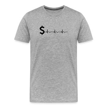 Dollar Zeichen $ EKG Herzschlag - Männer Premium Bio T-Shirt - Grau meliert - Vorne - Damien (186cm)