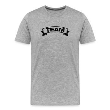 Équipe Banderole - T-shirt bio Premium Homme - gris chiné - Devant - Damien (186cm)