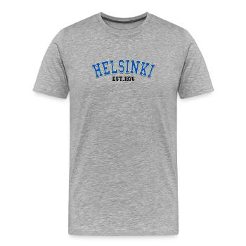 Helsinki Fondée en 1976 - T-shirt bio Premium Homme - gris chiné - Devant - Damien (186cm)