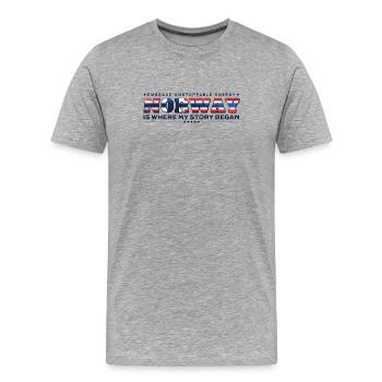 Norwegen, wo meine Geschichte begann, nordisches Erbe - Männer Premium Bio T-Shirt - Grau meliert - Vorne - Damien (186cm)