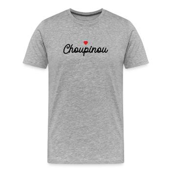Choupinou-Herzschrift - Männer Premium Bio T-Shirt - Grau meliert - Vorne - Damien (186cm)