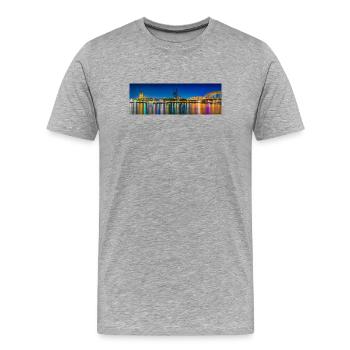Vue nocturne de Cologne sur le Rhin - T-shirt bio Premium Homme - gris chiné - Devant - Damien (186cm)