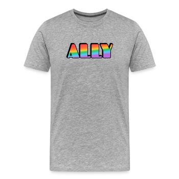 Ally Rainbow Letters - Männer Premium Bio T-Shirt - Grau meliert - Vorne - Damien (186cm)